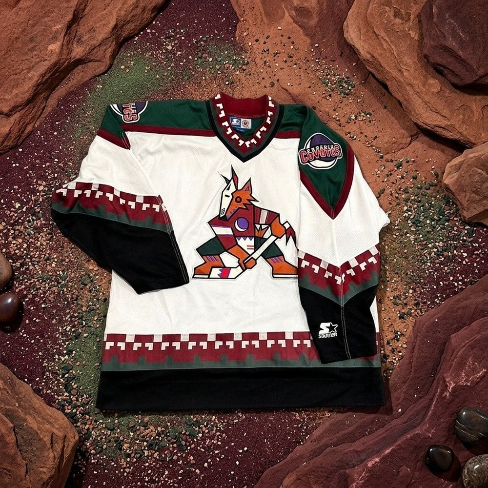 Vintage Starter Phoenix Coyotes NHL Kachina Hockey Jersey XXL White Mens 90s